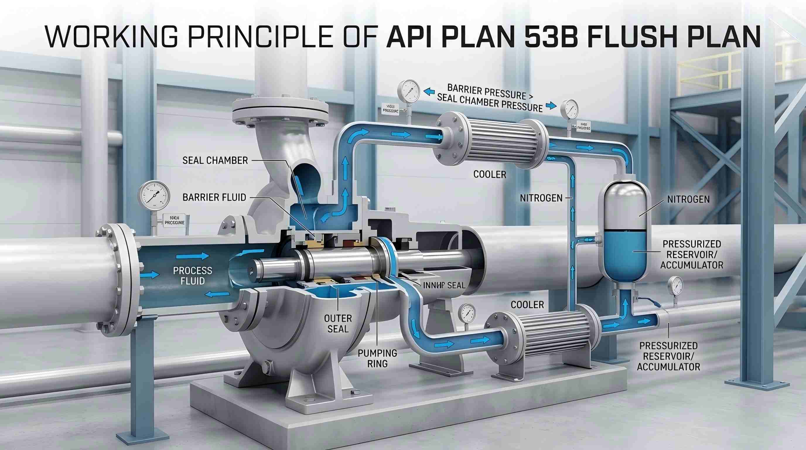 Zasada działania planu spłukiwania API PLAN 53B